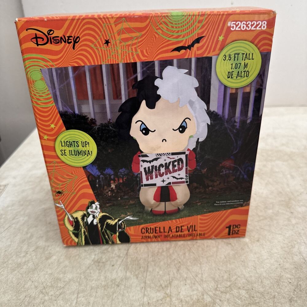 Disney Cruella De Vil Villains Halloween Airblown Inflatable Lights 3.5 ft Tall